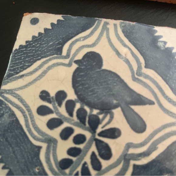 Mexican Hand Painted Terra-Cotta Talavera Vintage Tiles Set of 4 - Picture 13 of 16